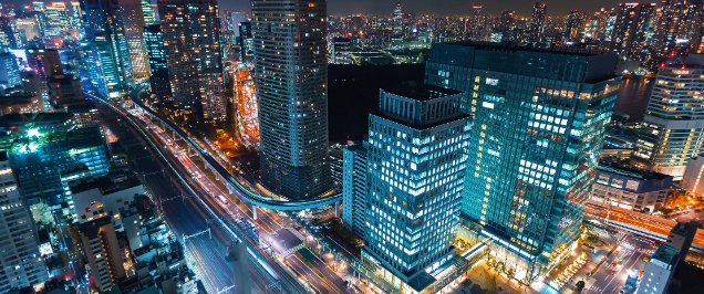 Photo of tokyo at night with abstract lights